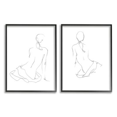 Stupell Industries Female Gesture Drawings Minimalist Curved Linework