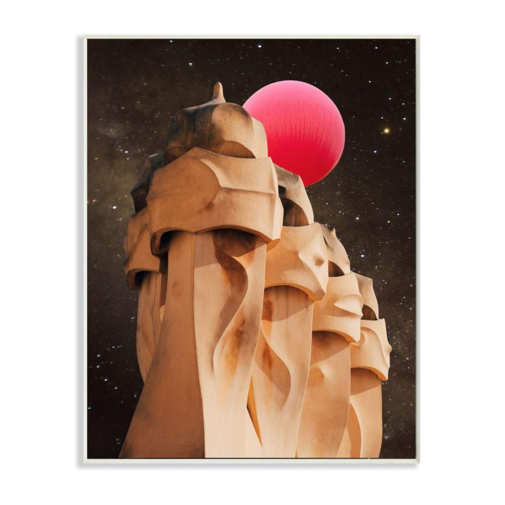 Stupell Industries Abstract Dessert Night Sky Constellations Pink Moon