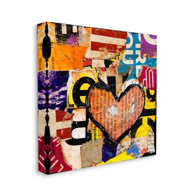 Stupell Industries Abstract Magazine Text Collage with Red Heart