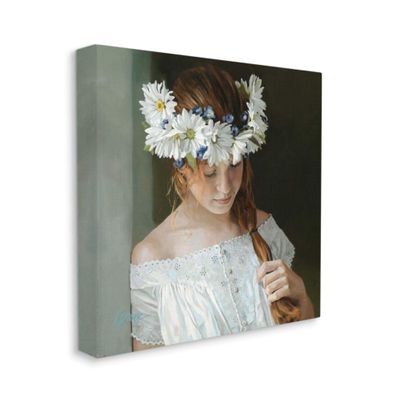 Stupell Industries Girl with Red Hair and Floral Daisy Crown
