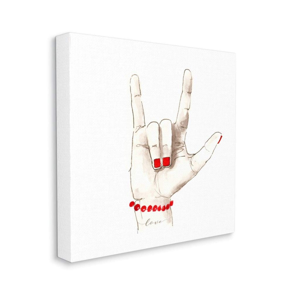 Stupell Industries I Love You Sign Language Gesture Red Accents