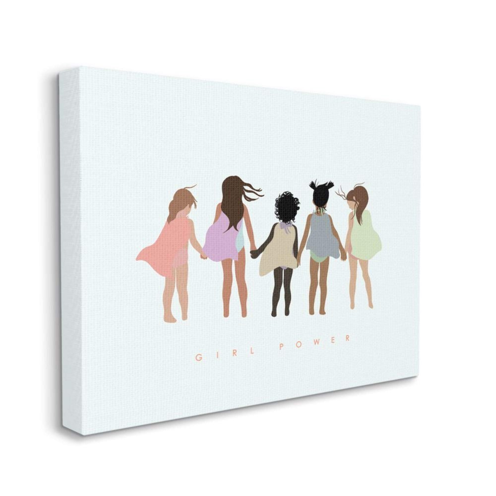 Stupell Industries Girl Power Phrase Inclusive Caped Superheroes Canvas Leah Straatsma Wall Art, 24 x 30