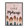 Stupell Industries 'I Love Makeup Pink Cosmetic Brushes'| Framed Giclee Art view 1