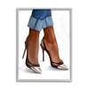 Stupell Industries Glam Toe Detail Heels Cuffed Denim Fashion Ziwei Li Grey Framed Wall Art, 11 x 14 view 1