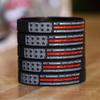 One Hundred (100) Worn Distressed Flag Red Line Wristband Bracelets view 2
