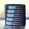 One Hundred (100) Worn Distressed Flag Red Line Wristband Bracelets view 3