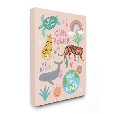 Stupell Industries Girl Power Phrases Colorful Animal Illustrations Canvas Nina Seven Wall Art, 24 x 30