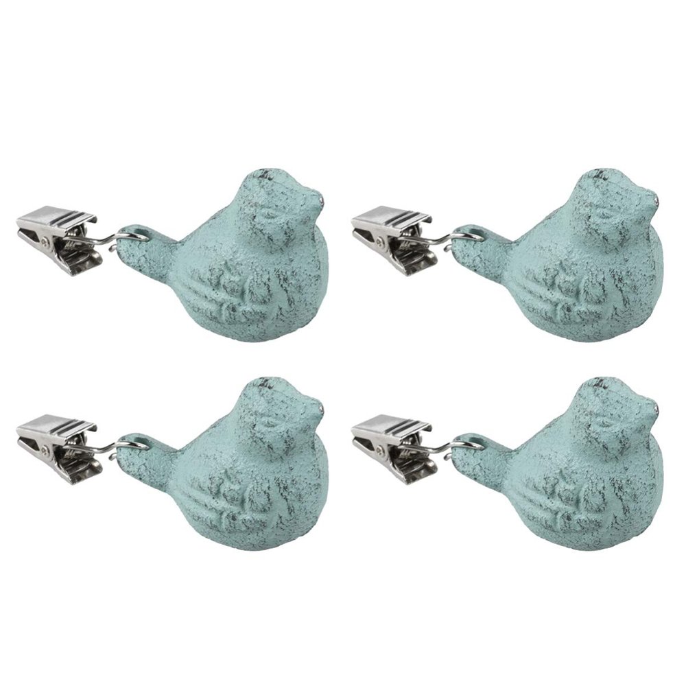 Cabilock 4pcs Green Bird Shape Tablecloth Clips Creative Iron Covers for Home Dining Picnics Buffets and Events Secure Your Tablecloth Windy Conditions