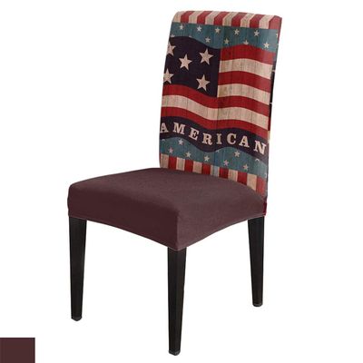 4Pcs Dining Chair Covers Protector Stretch Removable Washable Seat Cushion Slipcover,Wood Board American Flag Seat Cover Spandex for Dining Room Restaurant Hotel,Vintage Stars and Stripes