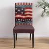 4Pcs Dining Chair Covers Protector Stretch Removable Washable Seat Cushion Slipcover,Wood Board American Flag Seat Cover Spandex for Dining Room Restaurant Hotel,Vintage Stars and Stripes view 4
