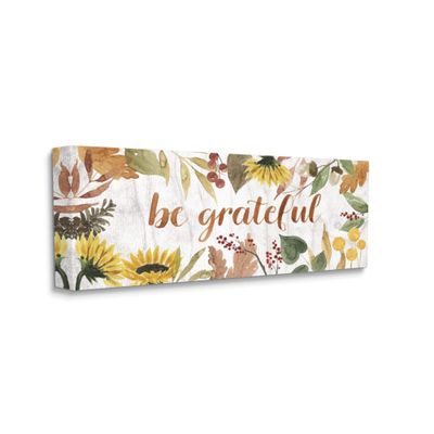 Stupell Industries Be Grateful Phrase Autumn Sunflower Floral Border