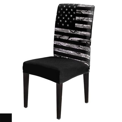 4Pcs Dining Chair Covers Protector Stretch Removable Washable Seat Cushion Slipcover,Camouflage American Flag Seat Cover Spandex for Dining Room Restaurant Hotel,Black and White