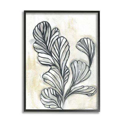 Stupell Industries Fluid Plant Stem Abstraction Minimal Black Beige