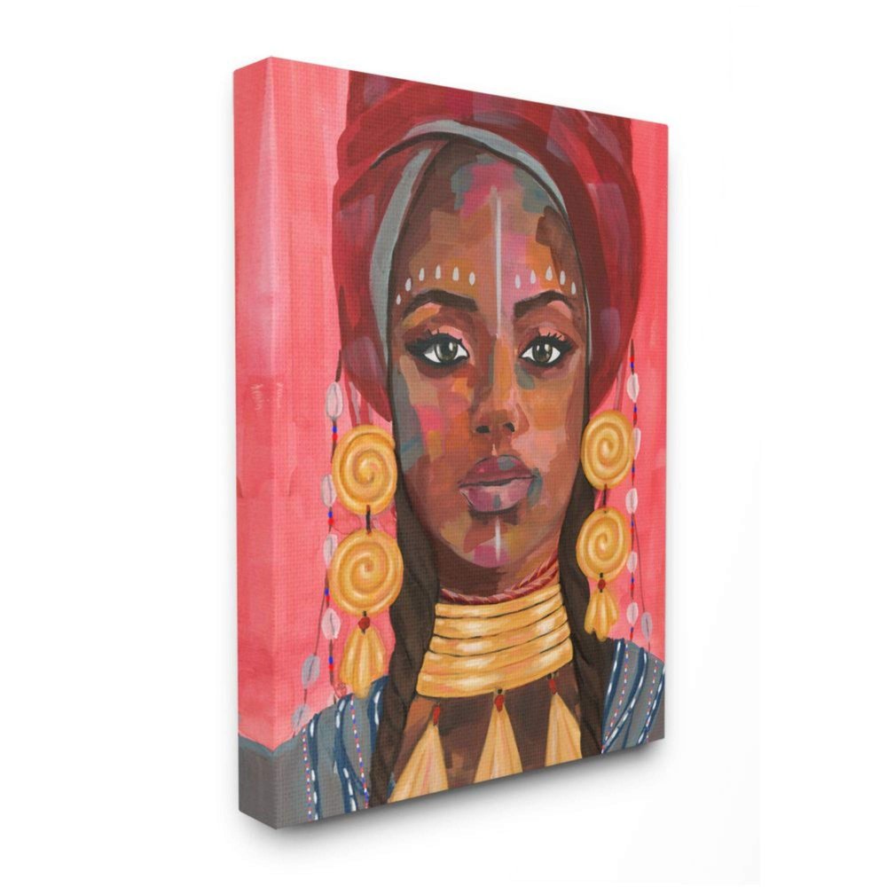 Stupell Industries African Female Portrait with Golden Jewelry