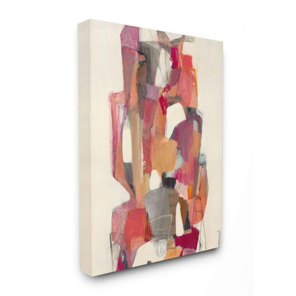 Stupell Industries Centered Geometric Shapes Abstract Red Orange Canvas Terri Burris Wall Art, 36 x 48