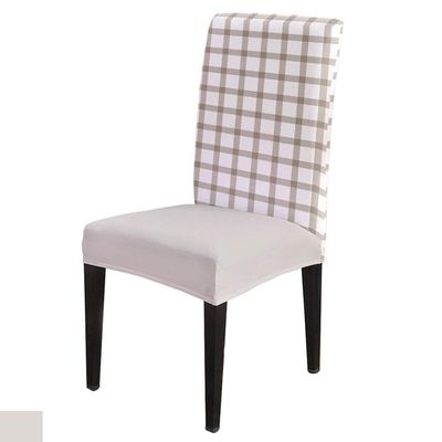 6Pcs Dining Chair Covers Protector Stretch Removable Washable Seat Cushion Slipcover,Light Brown Lattice Seat Cover Spandex for Dining Room Restaurant Hotel,Checkered Background