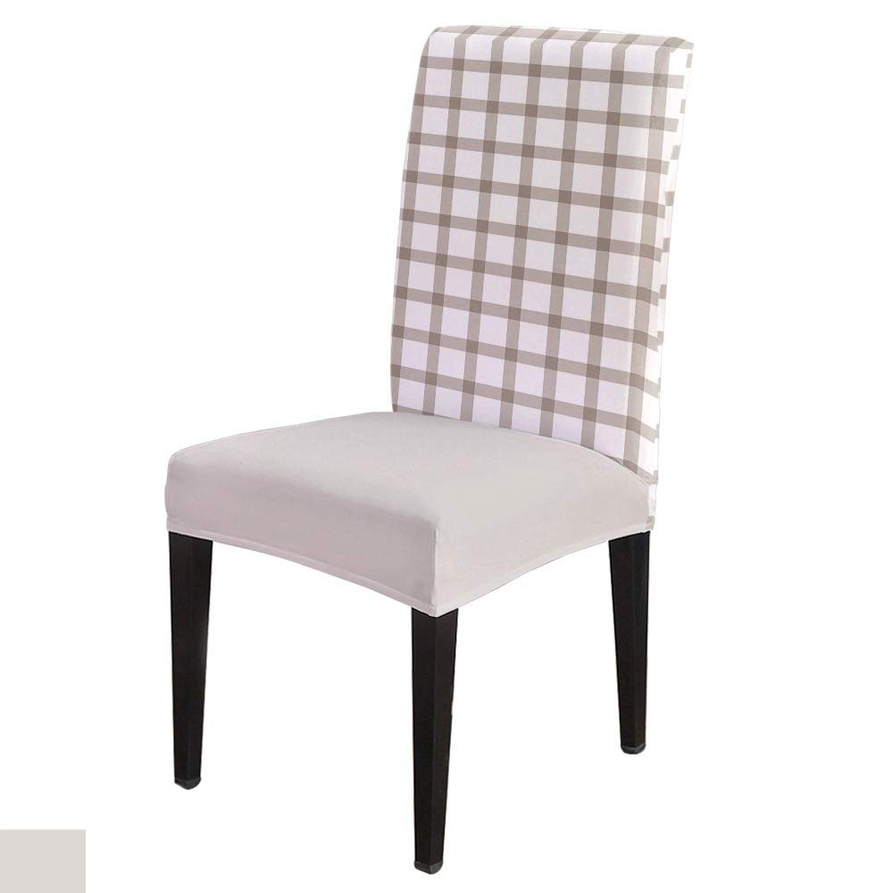 6Pcs Dining Chair Covers Protector Stretch Removable Washable Seat Cushion Slipcover,Light Brown Lattice Seat Cover Spandex for Dining Room Restaurant Hotel,Checkered Background