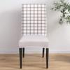 6Pcs Dining Chair Covers Protector Stretch Removable Washable Seat Cushion Slipcover,Light Brown Lattice Seat Cover Spandex for Dining Room Restaurant Hotel,Checkered Background view 4