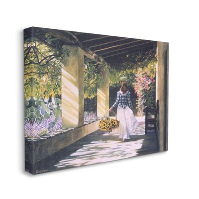 Stupell Industries Girl with Sunflower Basket Under Trellis Canvas Heide Presse Wall Art, 16 x 20
