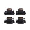ABHOME Square Tea Cup Porcelain Coffee Cup with Saucer, 4oz Matte Black view 1