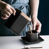 ABHOME Square Tea Cup Porcelain Coffee Cup with Saucer, 4oz Matte Black view 3