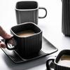 ABHOME Square Tea Cup Porcelain Coffee Cup with Saucer, 4oz Matte Black view 4