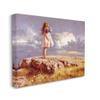 Stupell Industries Girl Gazing on Meadow Rock Sunset Clouds Canvas Jim Daly Wall Art, 24 x 30 view 1