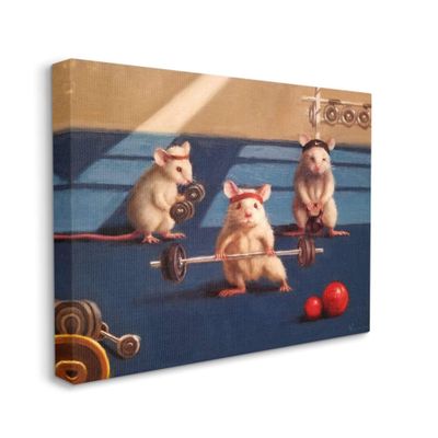 Stupell Industries Mice Lifting Weights Animal Gym Rat Humor Canvas Lucia Heffernan Wall Art, 24 x 30