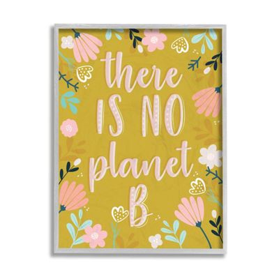 No Planet B Phrase Pink Floral Illustration Border