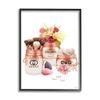 Stupell Industries Fashion Cosmetic Jars and Floral Bouquet Ziwei Li Black Framed Wall Art, 16 x 20 view 1