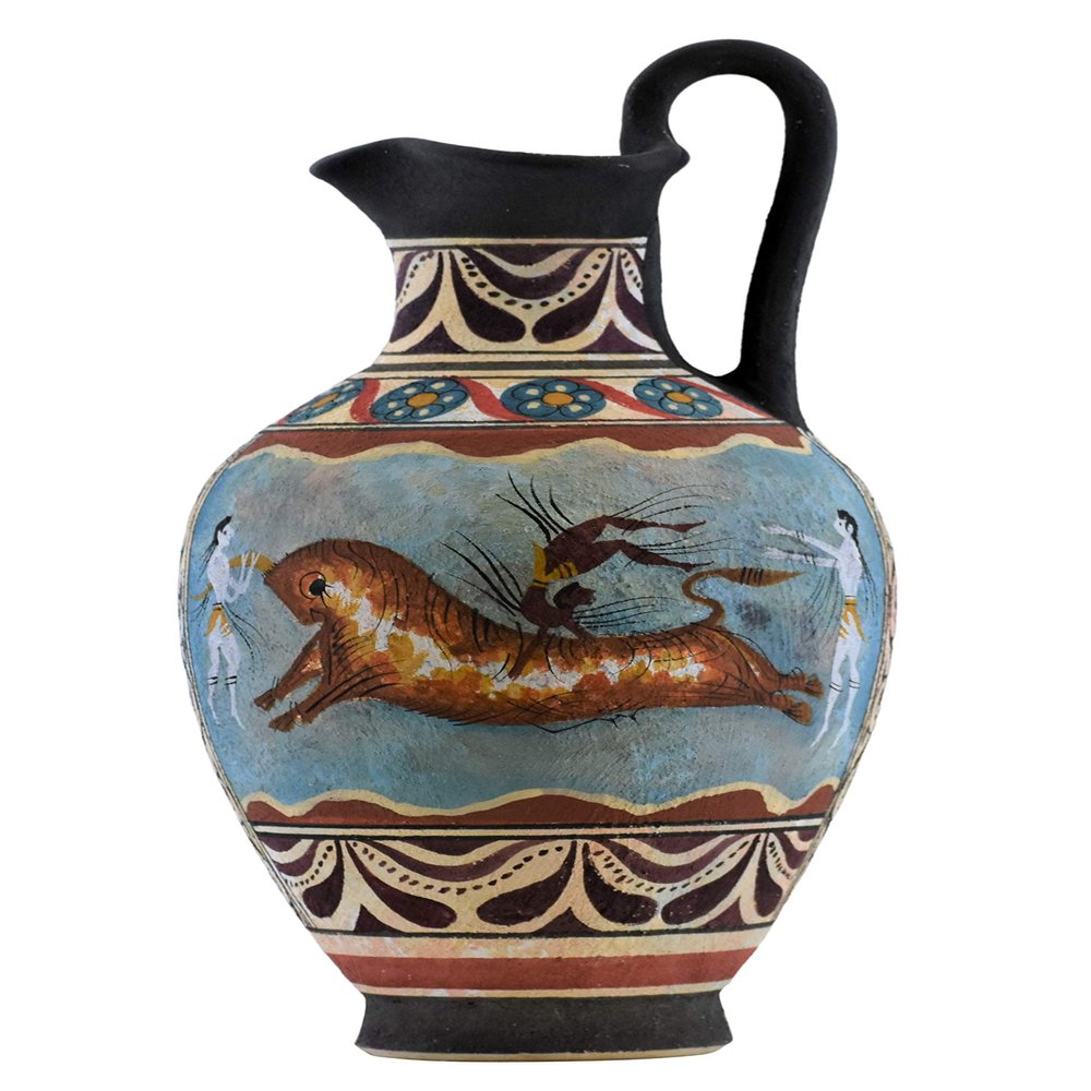 Bull Leaping Fresco Minoan Dolphins Knossos Vase Ancient Greek Pottery Ceramic