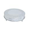 22-Inch wide Silver Round Embossed Cake Stand Riser - Wedding Birthday Dessert Display Pedestal Centerpiece Wholesale view 1