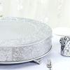 22-Inch wide Silver Round Embossed Cake Stand Riser - Wedding Birthday Dessert Display Pedestal Centerpiece Wholesale view 3