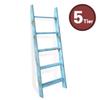 Honest Ladders for Living Room, 5-Tier Blanket Holder, Wall-Leaning Rack, Ladder Shelves, Wooden Quilt Ladder, Farmhouse Decor, Blue view 4