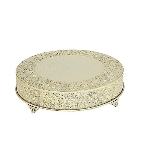22-Inch Wide Gold Round Embossed Cake Stand Riser Wedding Birthday Party Dessert Display Pedestal Centerpiece Wholesale