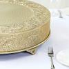 22-Inch Wide Gold Round Embossed Cake Stand Riser Wedding Birthday Party Dessert Display Pedestal Centerpiece Wholesale view 3