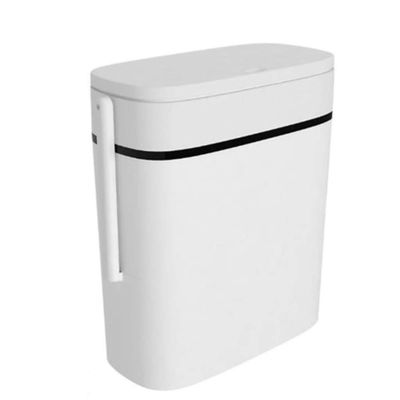 Leying Toilet Brush and Waste Bin Set,Bathroom Toilet Holder Brush Multifunction 3 In 1 14L Trash Can and Toilet Brush and Holder Set for Bathroom
