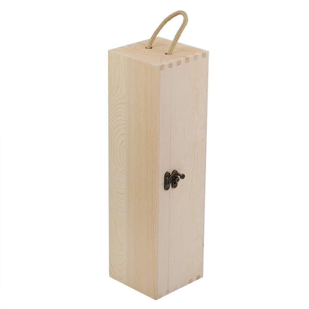 Fdit Wooden Wine Box with Hinged Clasp Single Wine Bottle Wood Storage Case for Birthday Party Housewarming Wedding Anniversary