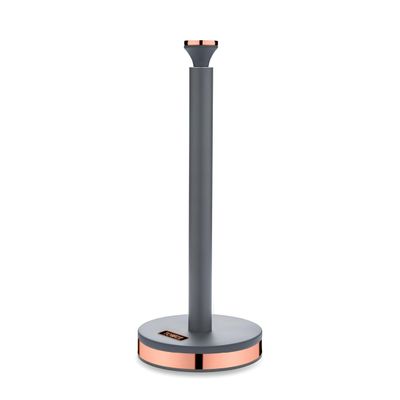Tower T826133GRY Cavaletto Towel Pole Kitchen Roll Holder with Soft Underliner, Grey and Rose Gold