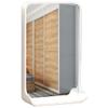13.77''x21.65'' Modern Home Rectangular Wooden Mirror with Wide Bottom Storage-arc-Shaped Mirror Bathroom Wall Hanging Decoration Large Wooden Frame Mirror (Natural Wood/White) view 1