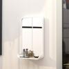 13.77''x21.65'' Modern Home Rectangular Wooden Mirror with Wide Bottom Storage-arc-Shaped Mirror Bathroom Wall Hanging Decoration Large Wooden Frame Mirror (Natural Wood/White) view 2