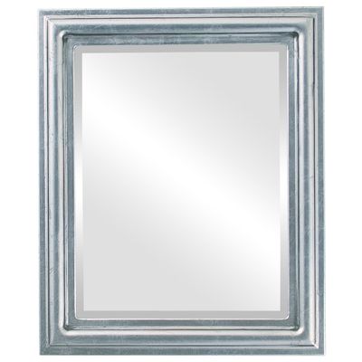 OVALCREST Rectangle Beveled Wall Mirror for Home Decor - Philadelphia Style - Silver Leaf with Black Antique - 22x28 Outside Dimensions