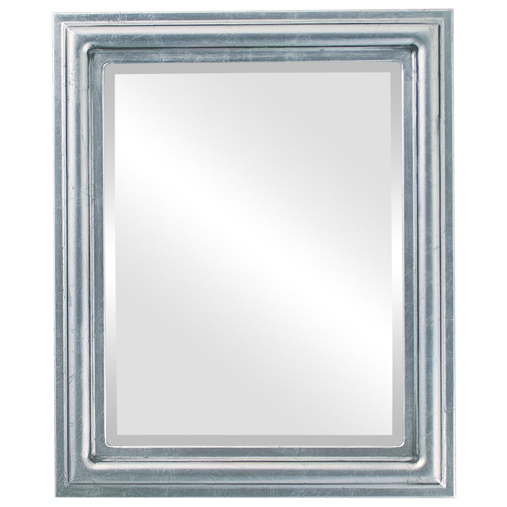 OVALCREST Rectangle Beveled Wall Mirror for Home Decor - Philadelphia Style - Silver Leaf with Black Antique - 22x28 Outside Dimensions