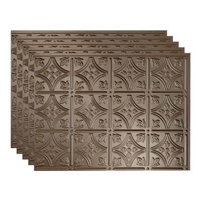 FASDE Traditional Style/Pattern 1 Decorative Vinyl 18in x 24in Backsplash Panel in Argent Bronze (5 Pack)