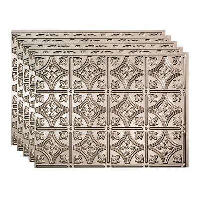 FASDE Traditional Style/Pattern 1 Decorative Vinyl 18in x 24in Backsplash Panel in Brushed Nickel (5 Pack)