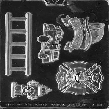 Life of the Party Firefighter Kit - Badge, Fire Truck, Ladder, Helmet, Fire Hydrant Chocolate & Soap Making Mold - J083