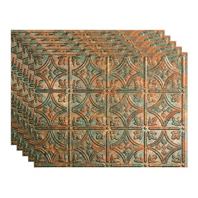 FASDE Traditional Style/Pattern 1 Decorative Vinyl 18in x 24in Backsplash Panel in Copper Fantasy (5 Pack)