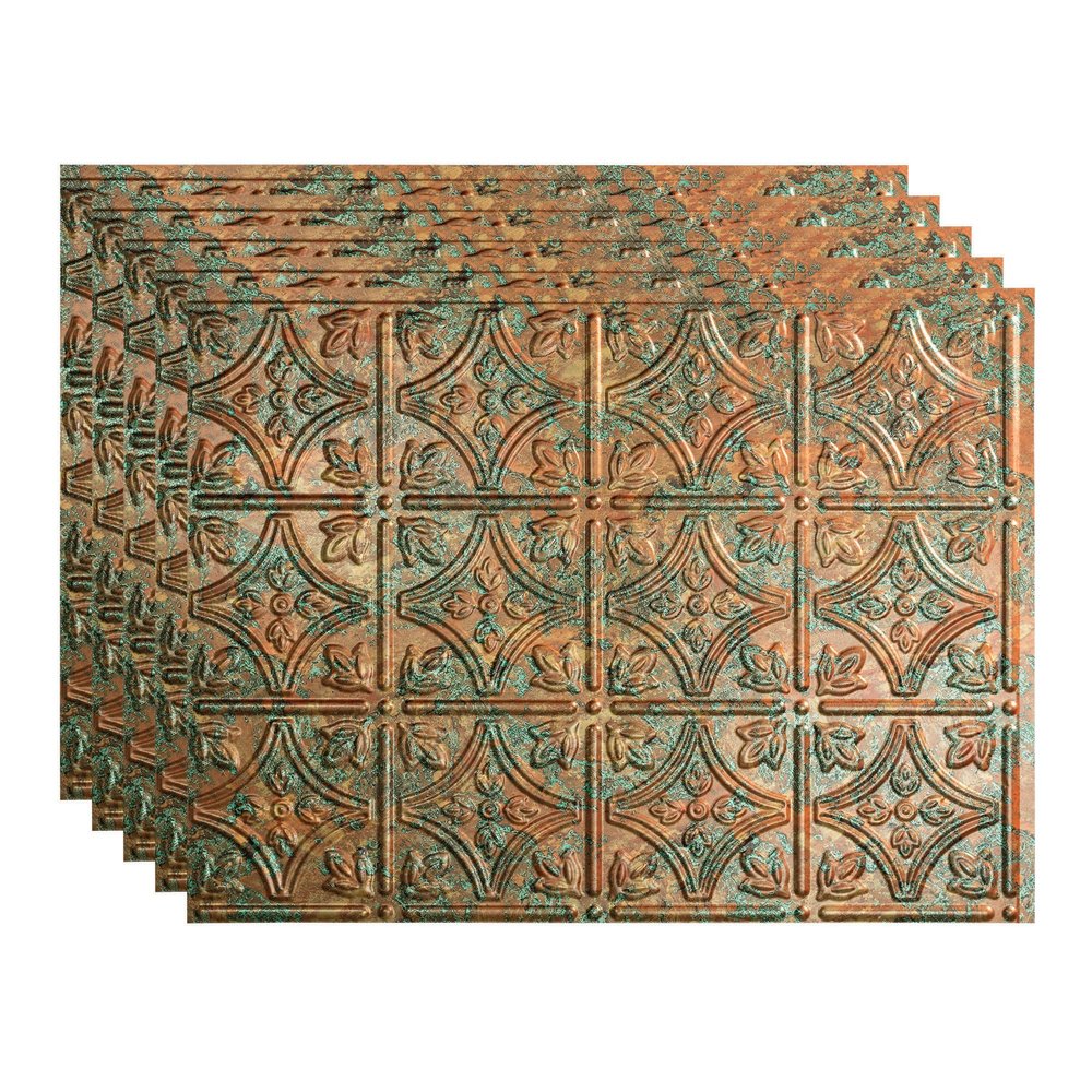 FASDE Traditional Style/Pattern 1 Decorative Vinyl 18in x 24in Backsplash Panel in Copper Fantasy (5 Pack)