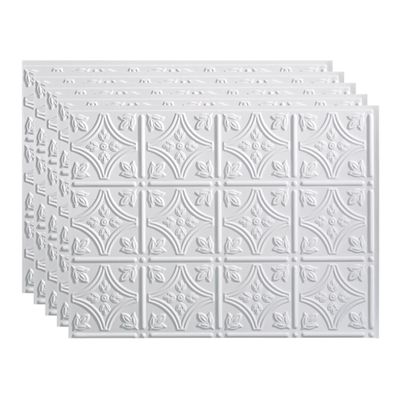 FASDE Traditional Style/Pattern 1 Decorative Vinyl 18in x 24in Backsplash Panel in Gloss White (5 Pack)