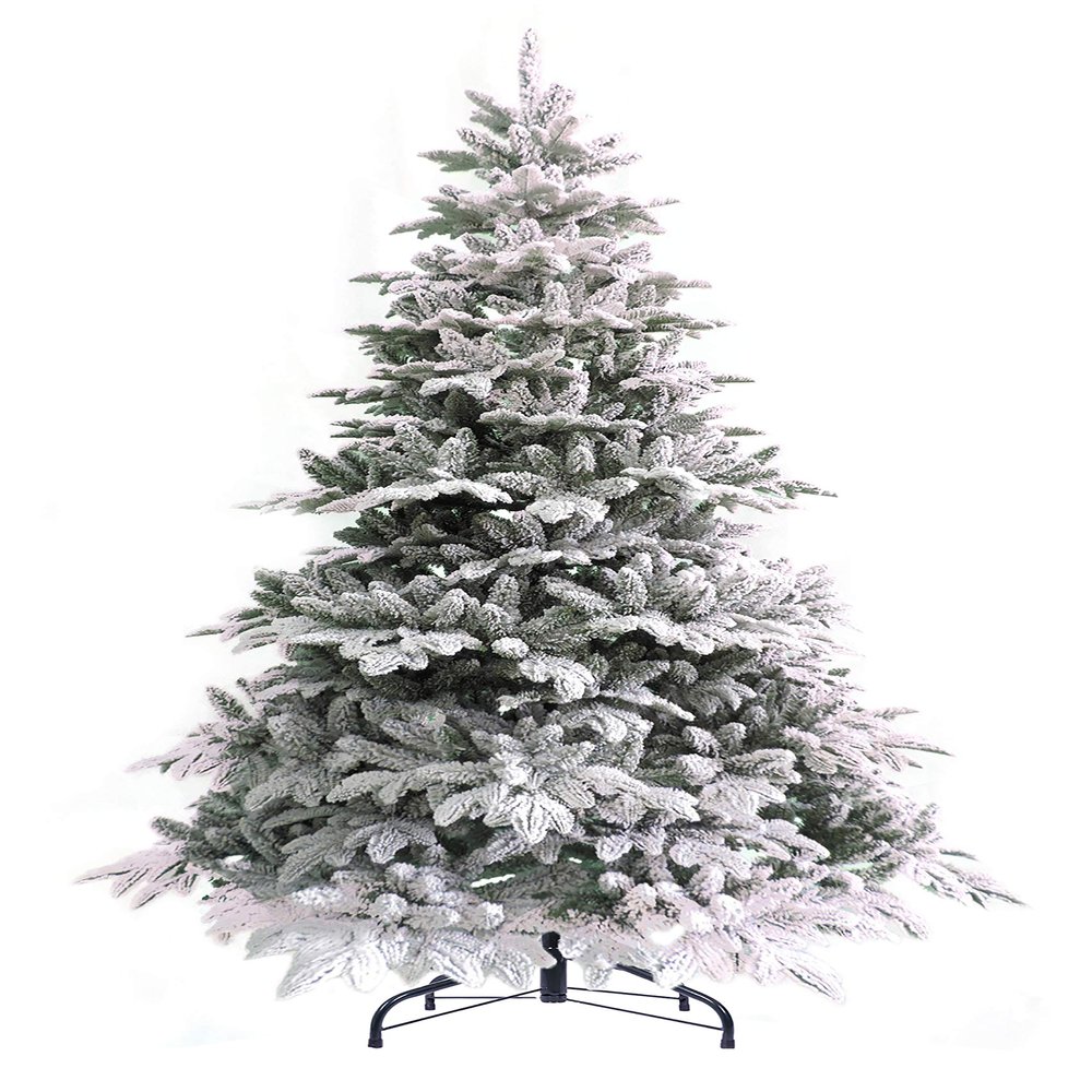 Perfect Holiday 7.5' Snow Flocked Calgary Spruce Christmas Tree |1577 Tips, Dia 51"